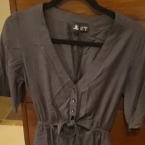 NWOT Volcom Black Tie Front Cutout Button-Down Dress Size XS